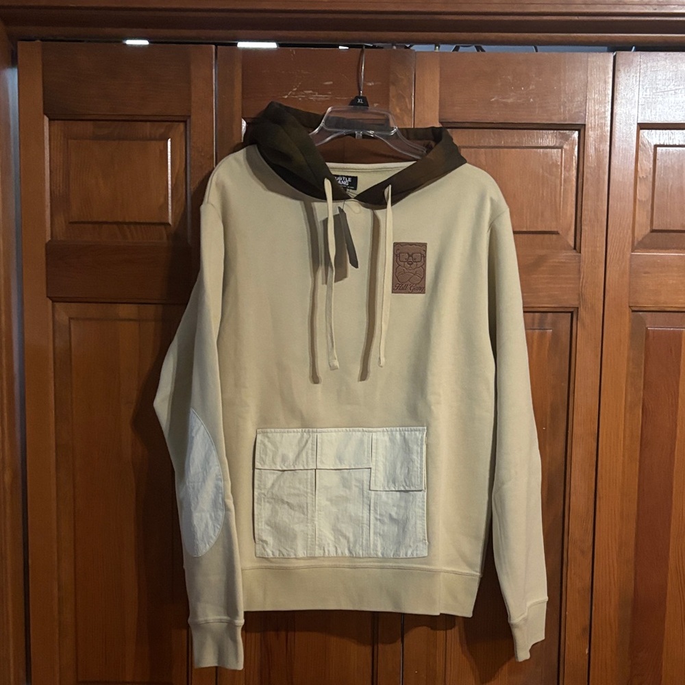 Hustle Gang Cream and Brown Hoodie